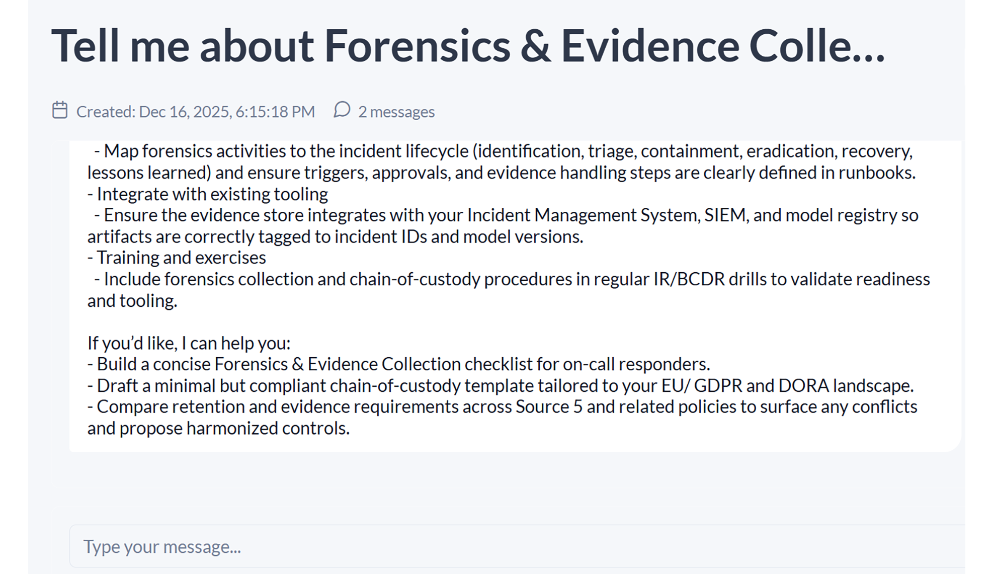 AI compliance assistant chat